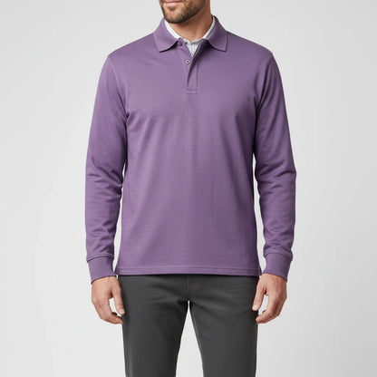 Herre Langærmet Poloshirt – Normal Pasform Til Elegant Hverdagsbrug