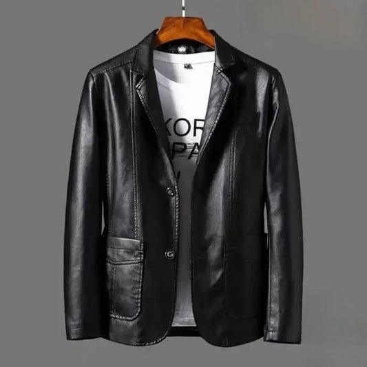 Men's Leather Blazer Jacket – Classic Tailored Style for Smart-Casual Wear