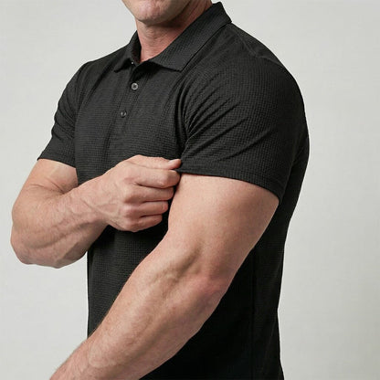 Herre Tekstureret Stretch Poloshirt – Let Og Åndbar Top Til Smart Casual Sommerbrug