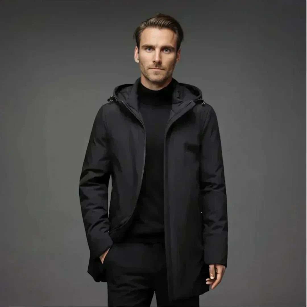 Herre Isoleret Parka Med Hætte – Lang Vinterfrakke Til Kolde Dage, Bybrug, Fritid Og Hverdagsbrug