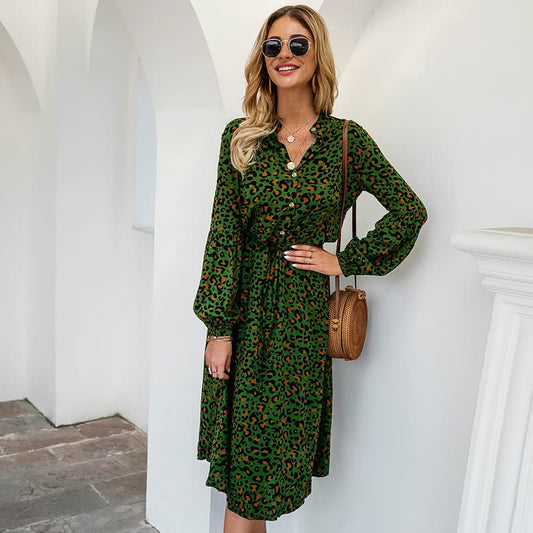 Women's Printed Midi Dress – Waist-Defining Style for Everyday and Weekend Wear