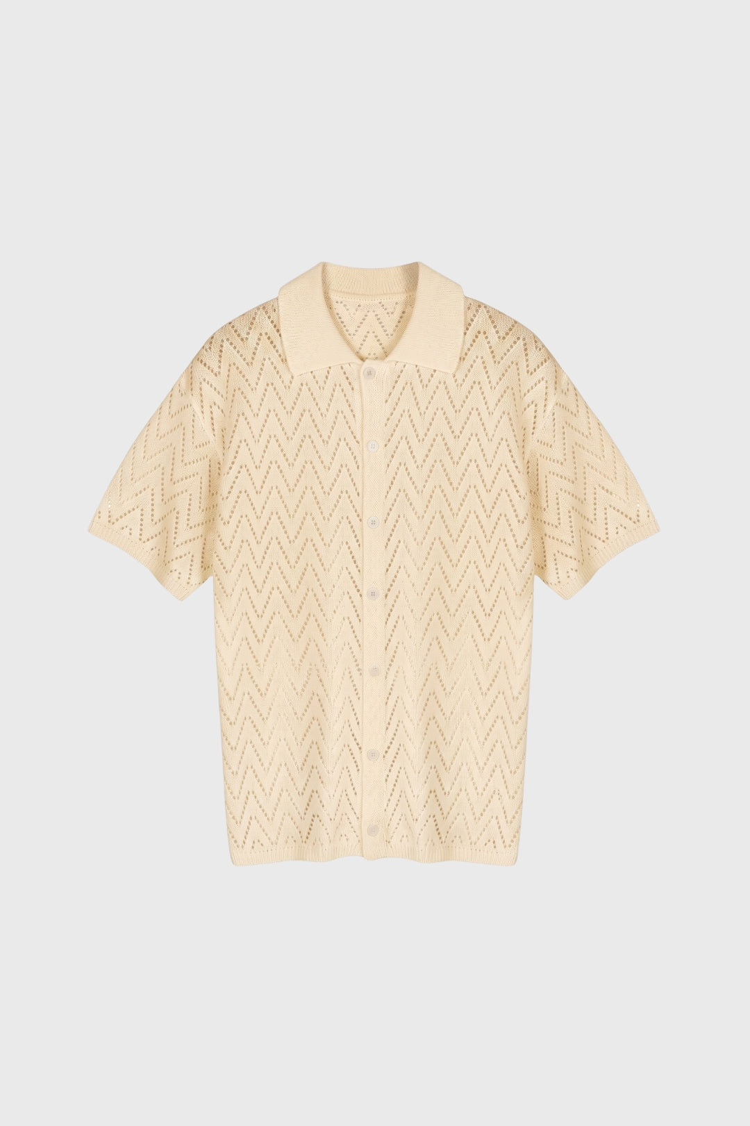 Herre Printet Strikpoloshirt Med Knapfront