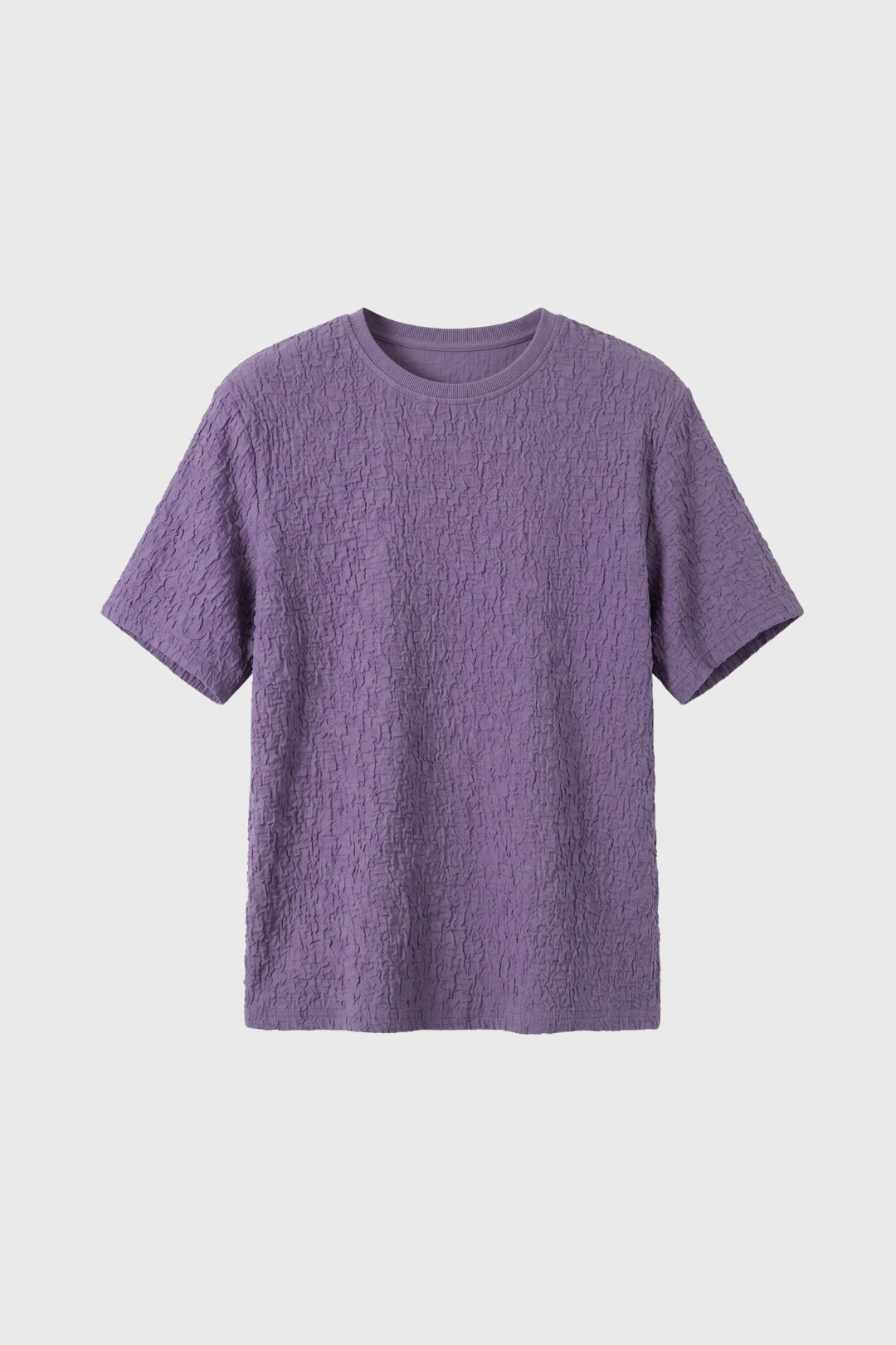 Herre T-shirt Med Krøllet Tekstur Afslappet Pasform Og Rund Hals