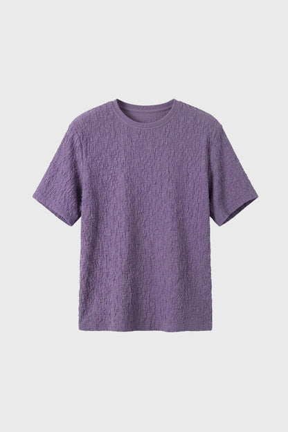 Herre T-shirt Med Krøllet Tekstur Afslappet Pasform Og Rund Hals