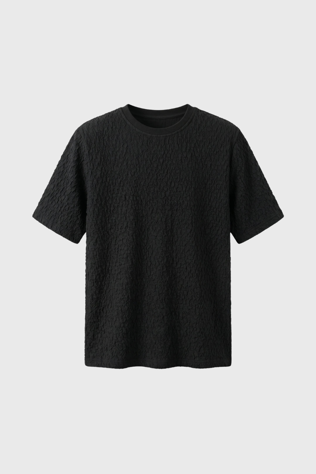 Herre T-shirt Med Krøllet Tekstur Afslappet Pasform Og Rund Hals