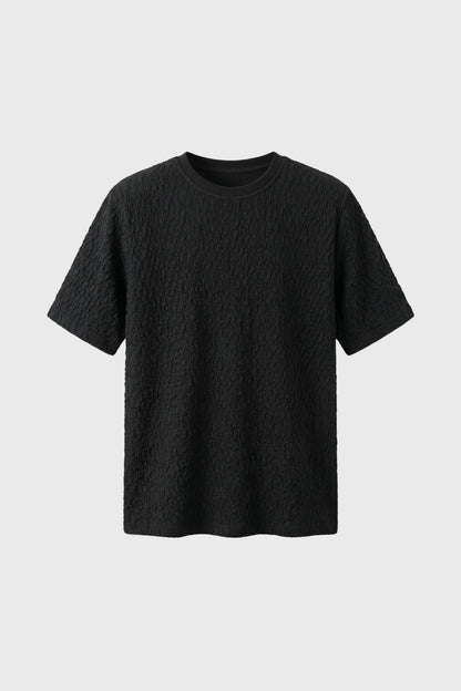 Herre T-shirt Med Krøllet Tekstur Afslappet Pasform Og Rund Hals