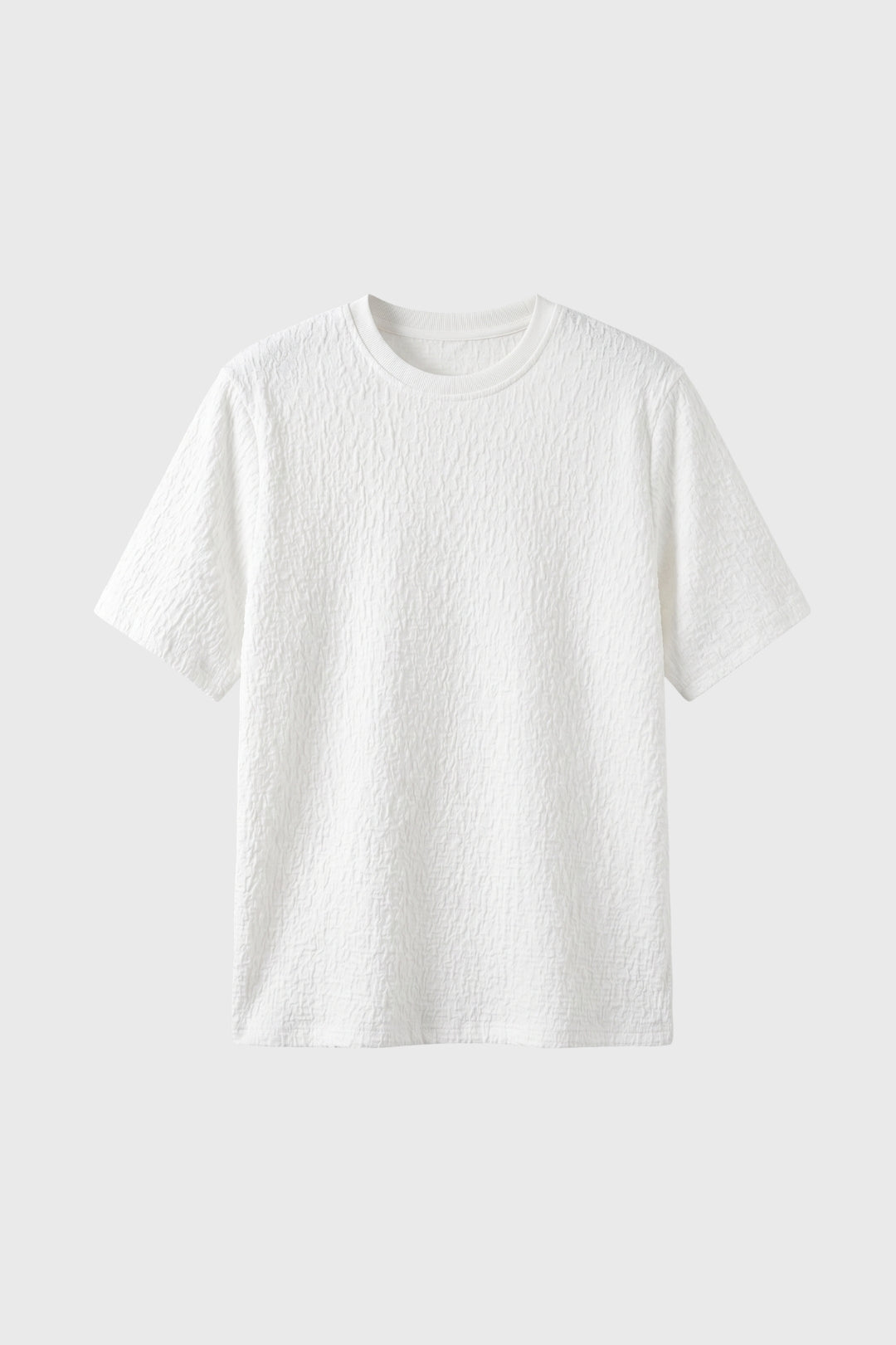 Herre T-shirt Med Krøllet Tekstur Afslappet Pasform Og Rund Hals
