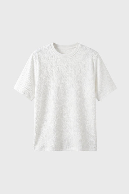 Herre T-shirt Med Krøllet Tekstur Afslappet Pasform Og Rund Hals