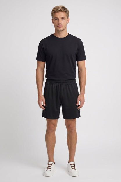 Herre T-shirt Sæt Med Rund Hals Og Afslappede Shorts