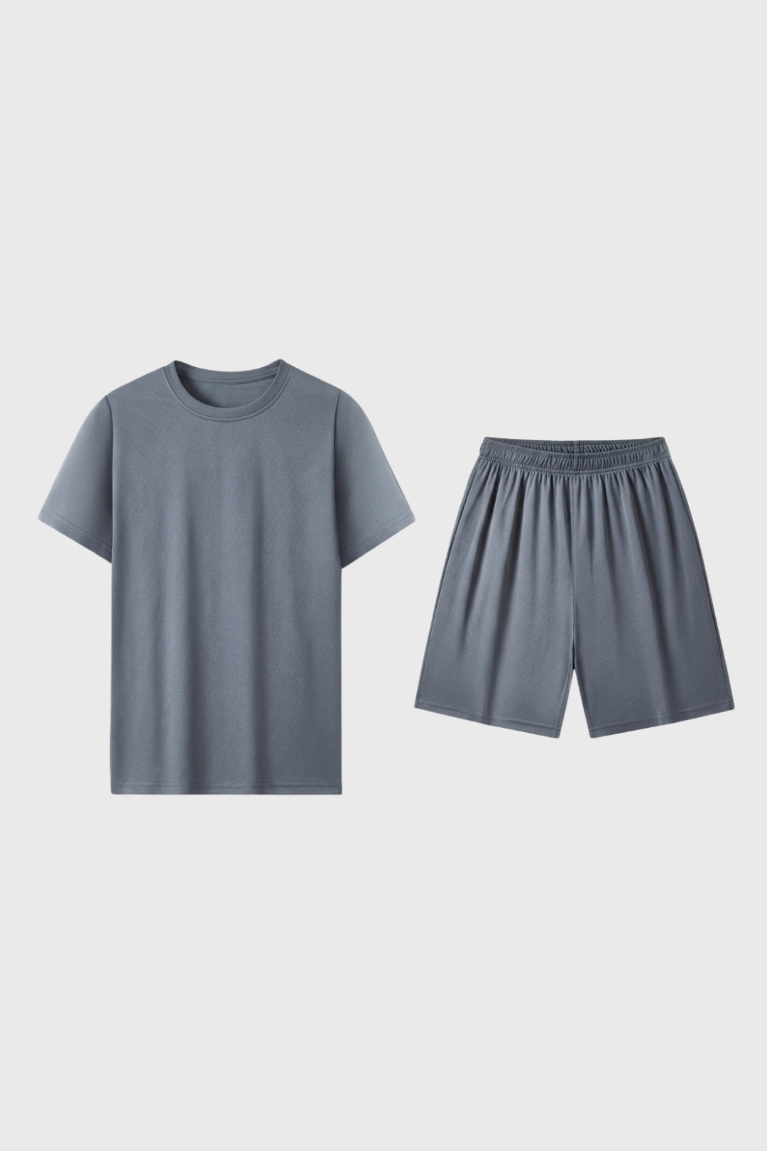Herre T-shirt Sæt Med Rund Hals Og Afslappede Shorts