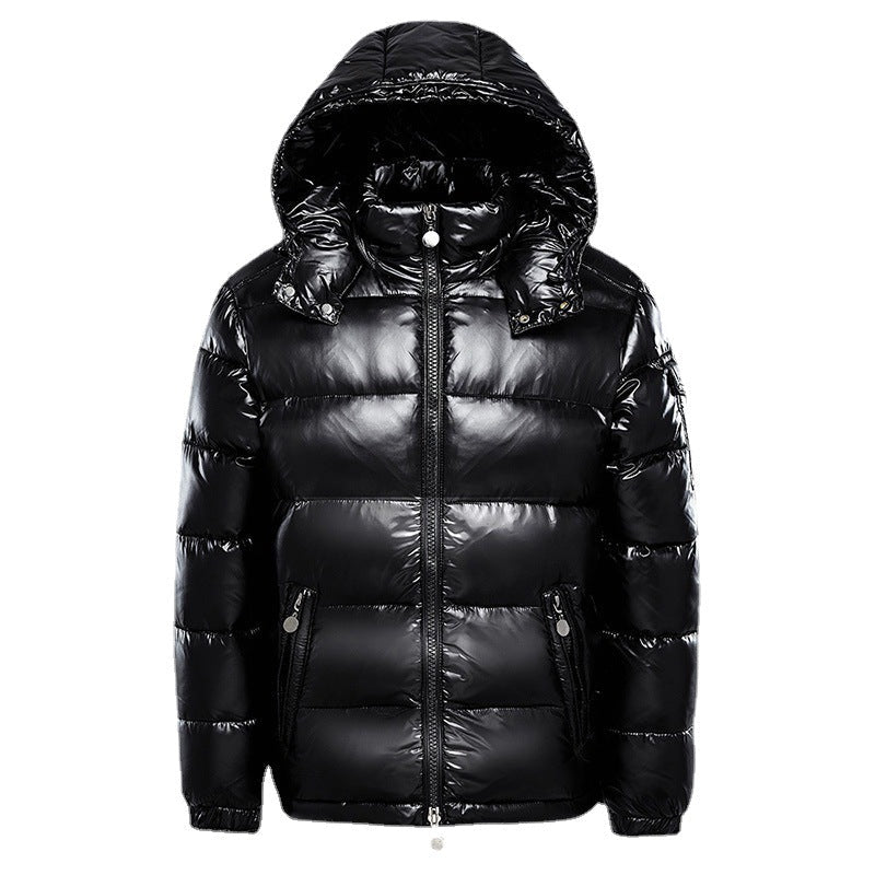 Chaqueta de invierno acolchada brillante para hombre con capucha - Prenda de abrigo elegante y cálida para los días fríos, el uso diario y el tiempo libre