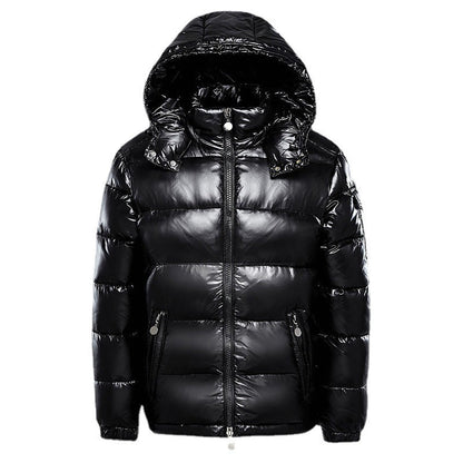 Chaqueta de invierno acolchada brillante para hombre con capucha - Prenda de abrigo elegante y cálida para los días fríos, el uso diario y el tiempo libre