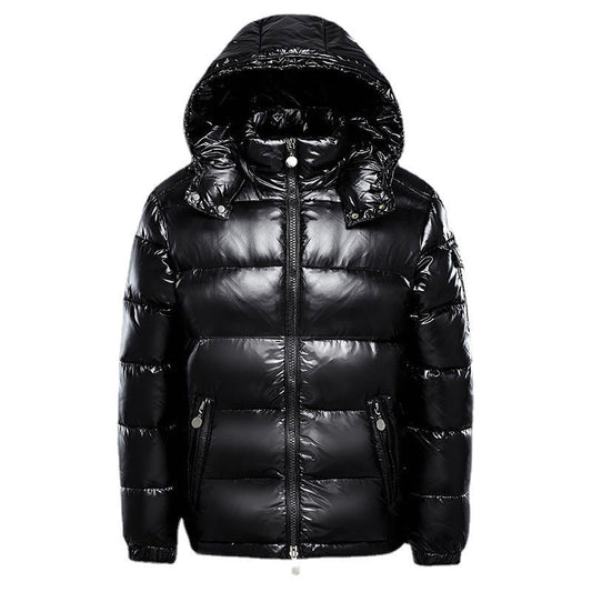 Geacă de iarnă bărbătească matlasată lucioasă, cu glugă – Îmbrăcăminte exterioară elegantă și călduroasă pentru zile reci, purtare zilnică și timp liber