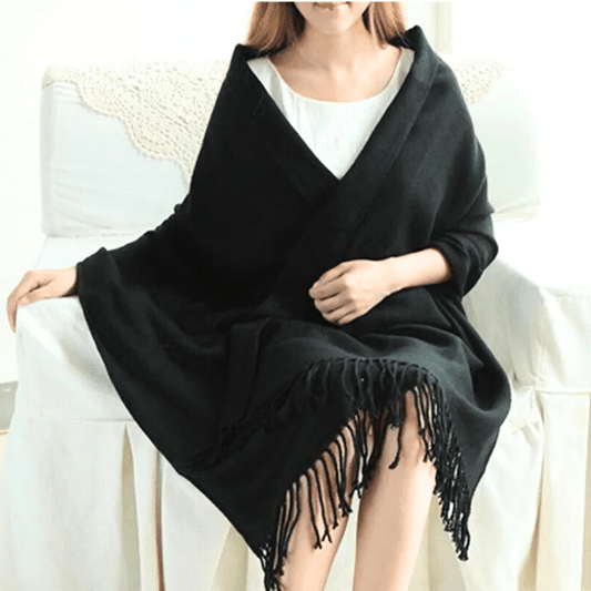 Women's Cashmere Wrap Scarf – Soft Fringed Layer for Autumn and Winter