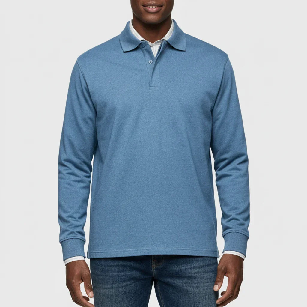 Herre Langærmet Poloshirt – Normal Pasform Til Elegant Hverdagsbrug