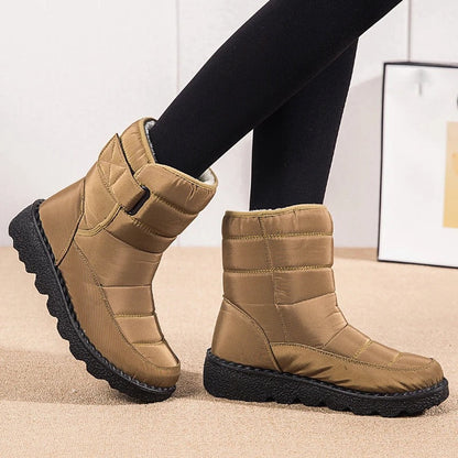 Women's Quilted Winter Boots with Fleece Lining and Velcro – Warm, Comfortable Ankle Boots for Cold Walks and Everyday Outdoor Wear
