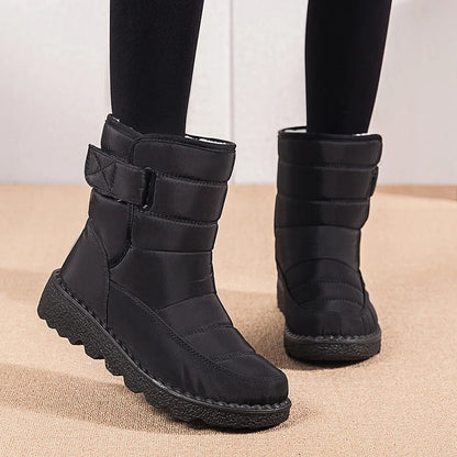 Women's Quilted Winter Boots with Fleece Lining and Velcro – Warm, Comfortable Ankle Boots for Cold Walks and Everyday Outdoor Wear