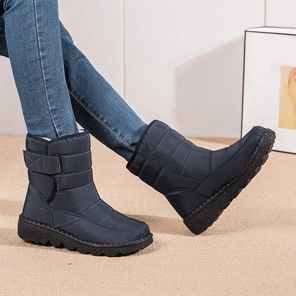 Women's Quilted Winter Boots with Fleece Lining and Velcro – Warm, Comfortable Ankle Boots for Cold Walks and Everyday Outdoor Wear