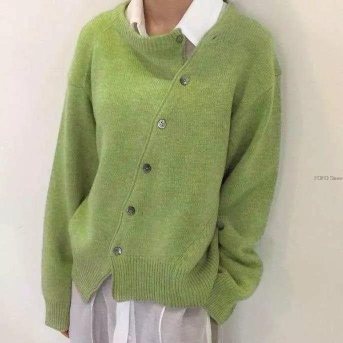 Women's Asymmetrical Knit Cardigan with Buttons and Wrap Design - Soft, Relaxed Top for Fall, Winter, and Everyday Wear