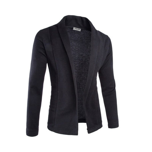 Cardigan bărbătesc deschis, cu guler șal, mâneci lungi și croială lejeră – tricot moale pentru purtare zilnică, serviciu și stil smart casual