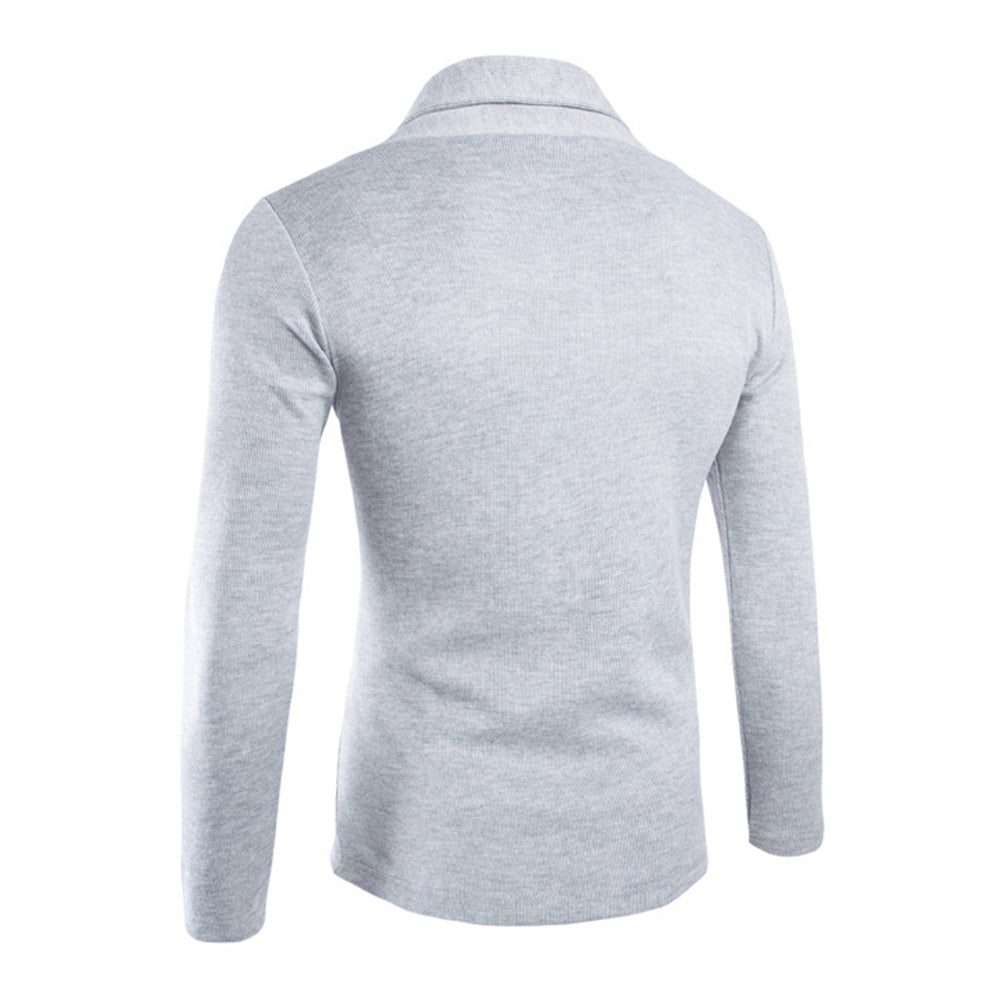 Męski otwarty kardigan z kołnierzem szalowym, długimi rękawami i swobodnym krojem - miękki dzianinowy sweter na co dzień, do pracy i w stylu smart casual
