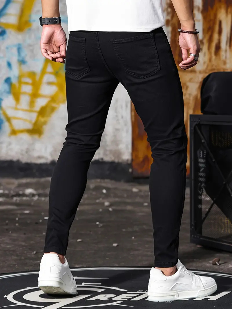 Pánské džíny slim fit s nohavicemi zúženými ke kotníkům a minimalistickým designem - elegantní džínové kalhoty pro každodenní nošení, volný čas a elegantně ležérní styl