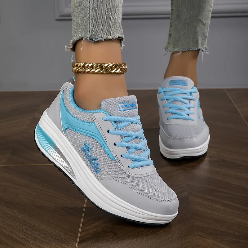 Zapatillas para caminar para mujer con cordones y plataforma - Zapatos ergonómicos con suela amortiguadora para el trabajo, los viajes y las caminatas largas