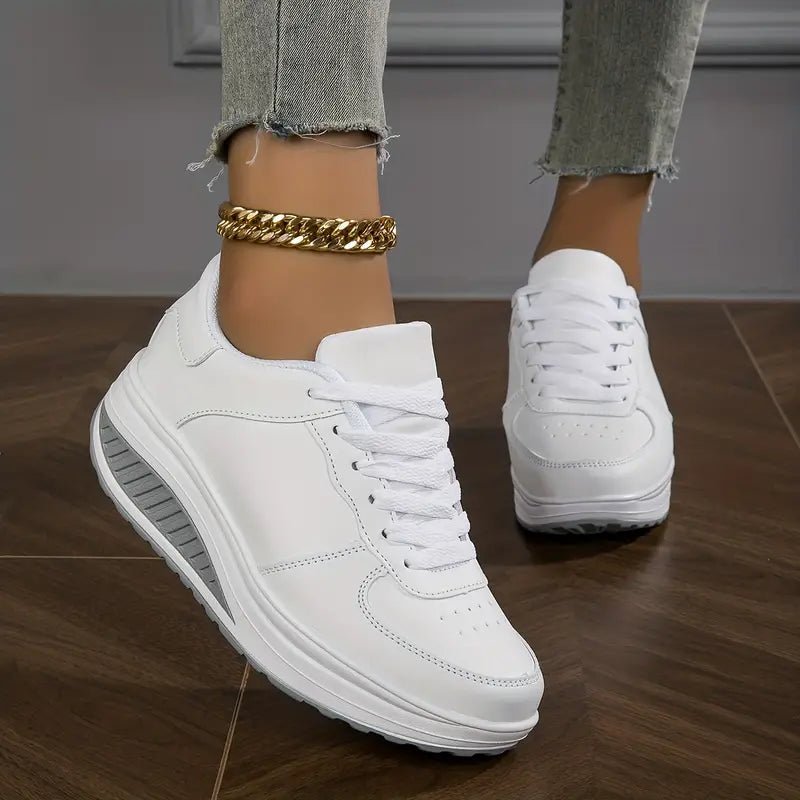 Zapatillas para caminar para mujer con cordones y plataforma - Zapatos ergonómicos con suela amortiguadora para el trabajo, los viajes y las caminatas largas