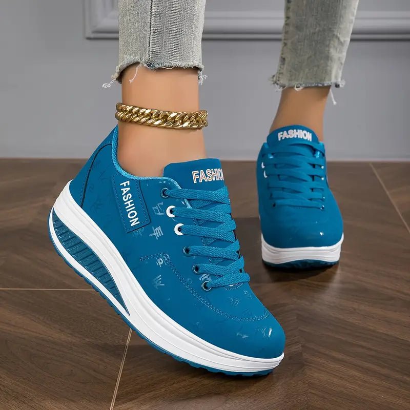 Zapatillas para caminar para mujer con cordones y plataforma - Zapatos ergonómicos con suela amortiguadora para el trabajo, los viajes y las caminatas largas