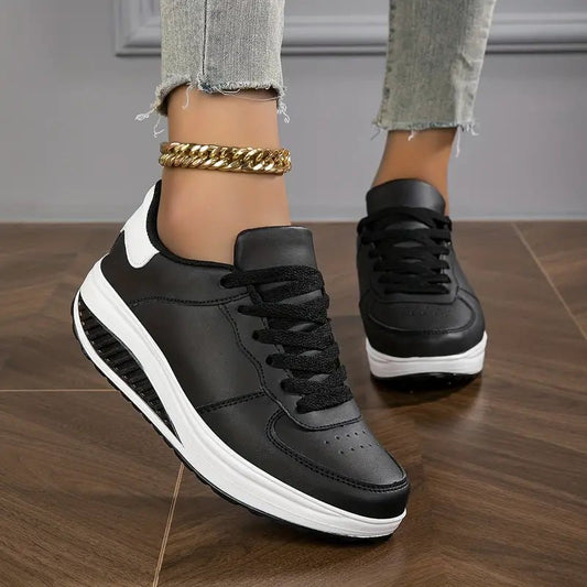 Dame Gåsneakers Med Snørebånd Og Plateau – Ergonomiske Sko Med Stødabsorberende Sål Til Arbejde, Rejser Og Lange Gåture