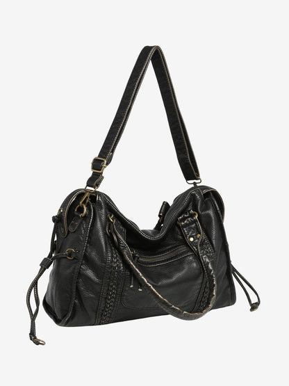 Women's Shoulder Bag with Textured Finish and Multiple Pockets – Practical Bag with Adjustable Strap for Stylish Everyday Wear