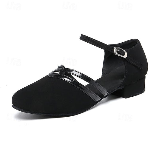 Damskie buty do tańca na niskim obcasie z regulowanym paskiem wokół kostki – eleganckie buty do tańca towarzyskiego na treningi, wydarzenia taneczne i uroczyste wieczory