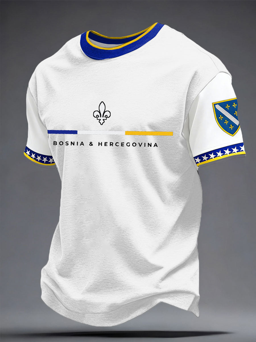 Men's T-Shirt with Graphic Fan Print and Crew Neck – Short-Sleeved T-Shirt for Everyday Wear, Leisure, and Casual Outfits