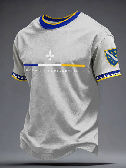 Men's T-Shirt with Graphic Fan Print and Crew Neck – Short-Sleeved T-Shirt for Everyday Wear, Leisure, and Casual Outfits
