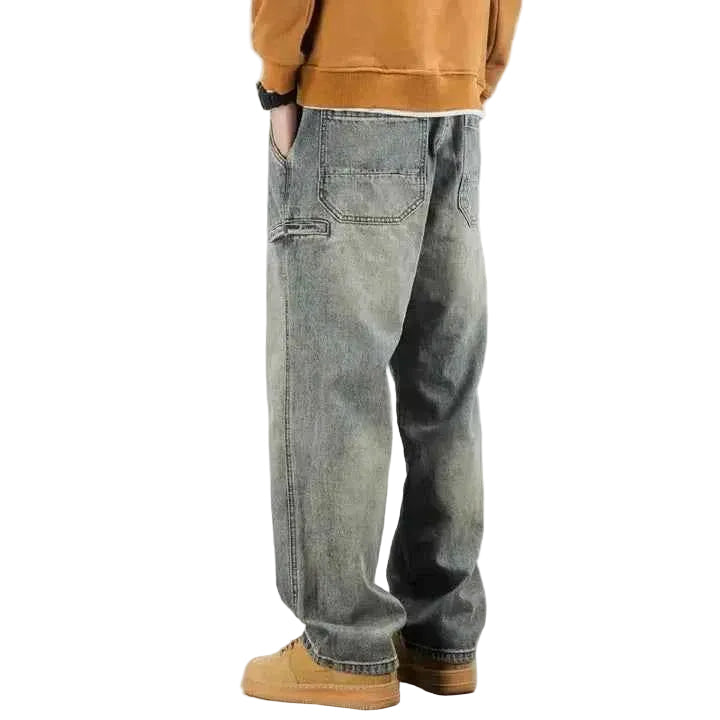 Męskie jeansy o prostym kroju z efektem stonewashed - swobodne spodnie denimowe z efektem sprania i klasycznym fasonem z pięcioma kieszeniami, idealne na co dzień i do casualowych stylizacji