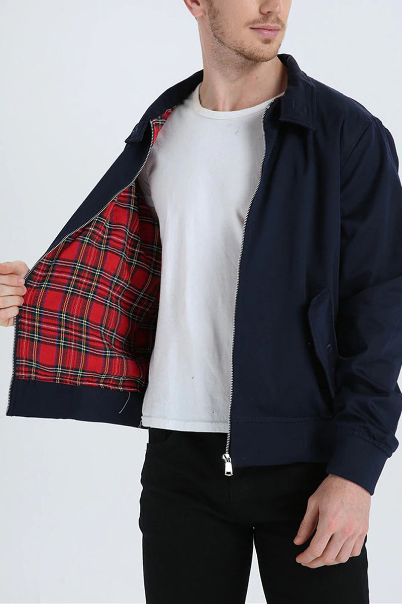 Herre Harringtonjakke Med Lynlås Og Elastiske Kanter – Smart Casual Lag Til Forår Og Efterår