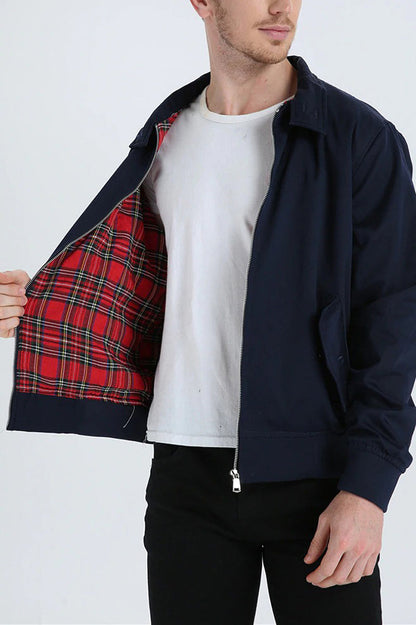 Herre Harringtonjakke Med Lynlås Og Elastiske Kanter – Smart Casual Lag Til Forår Og Efterår