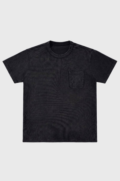 Herre T-shirt Med Brystlomme Vasket Finish Og Hverdags Pasform