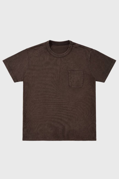 Herre T-shirt Med Brystlomme Vasket Finish Og Hverdags Pasform