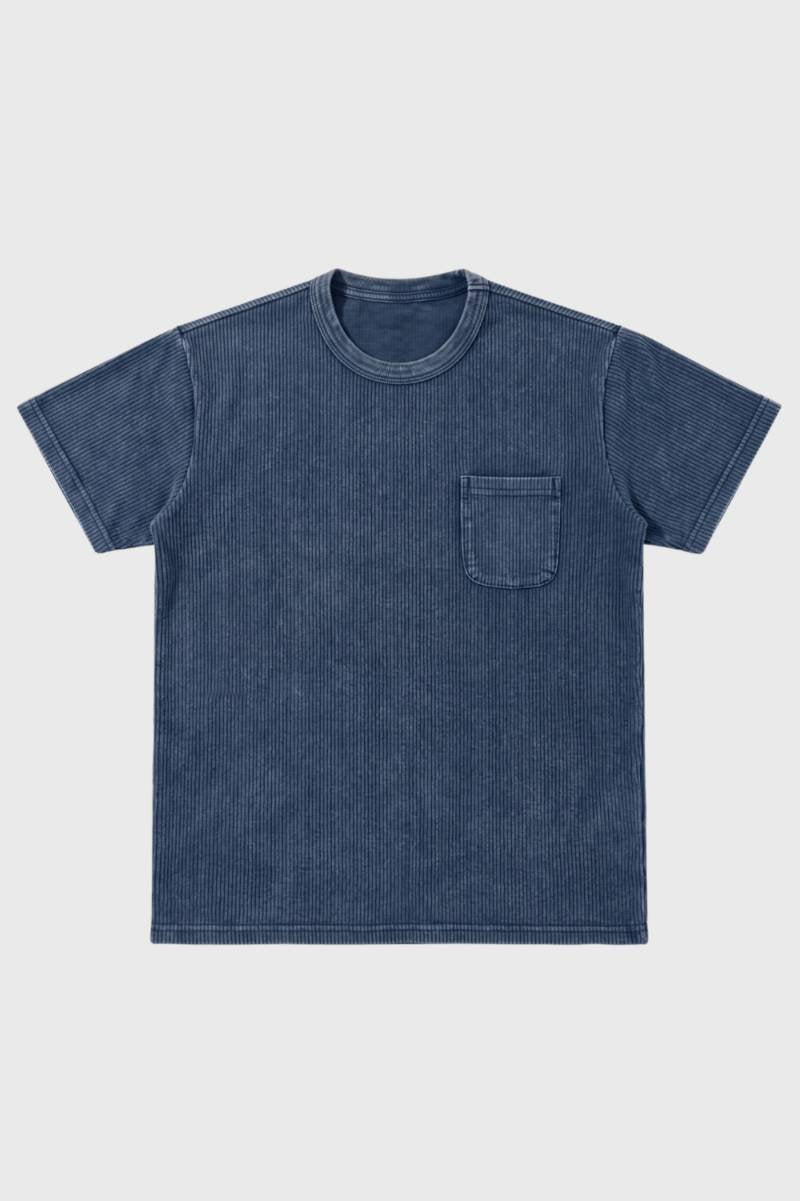 Herre T-shirt Med Brystlomme Vasket Finish Og Hverdags Pasform