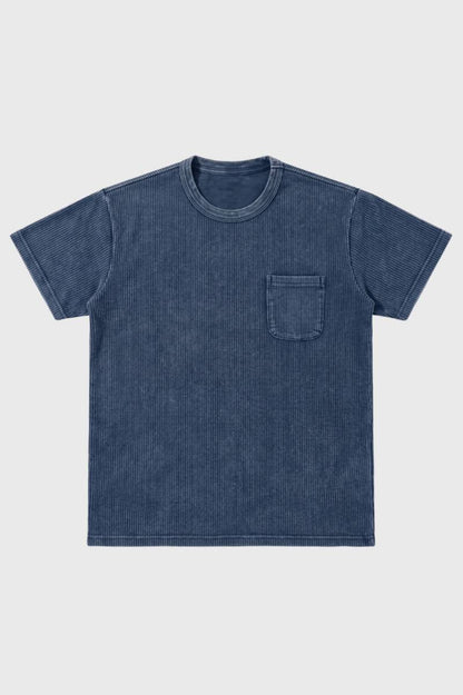 Herre T-shirt Med Brystlomme Vasket Finish Og Hverdags Pasform