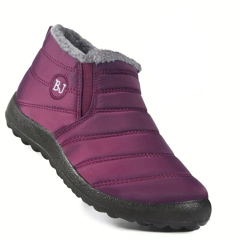 Women's Slip-On Ankle Boots with Fleece Lining and Quilted Design - Warm and Comfortable Boots for Fall, Winter, Walks, and Everyday Outdoor Wear