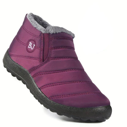Women's Slip-On Ankle Boots with Fleece Lining and Quilted Design - Warm and Comfortable Boots for Fall, Winter, Walks, and Everyday Outdoor Wear