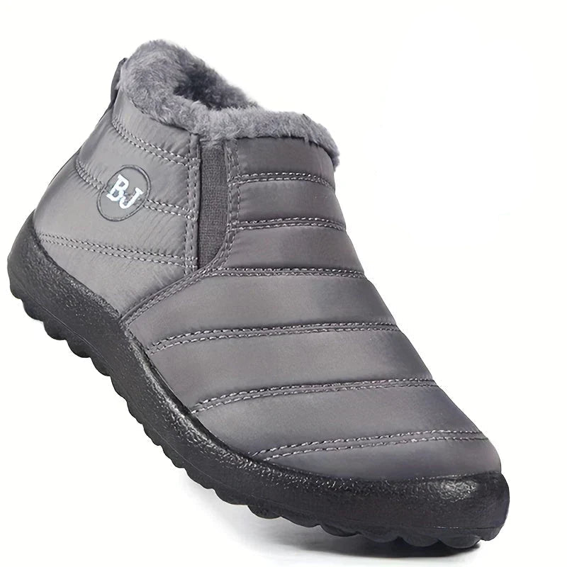 Women's Slip-On Ankle Boots with Fleece Lining and Quilted Design - Warm and Comfortable Boots for Fall, Winter, Walks, and Everyday Outdoor Wear