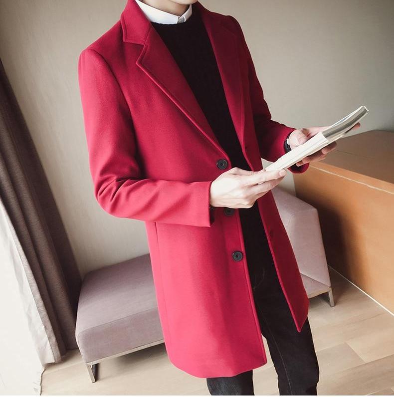 Pánský dlouhý vlněný kabát se slim střihem a klasickým designem – elegantní svrchní oděv do kanceláře, na obchodní schůzky, formální příležitosti a v elegantně ležérním stylu