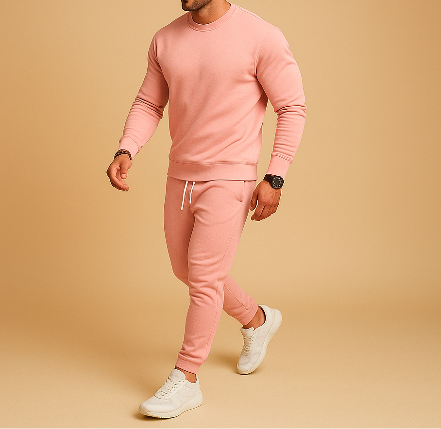 Herre Todelt Sæt Med Sweatshirt Med Rund Hals Og Joggers – Slim Fit Træningssæt Til Rejser, Streetwear Og Afslappet Hverdagsbrug