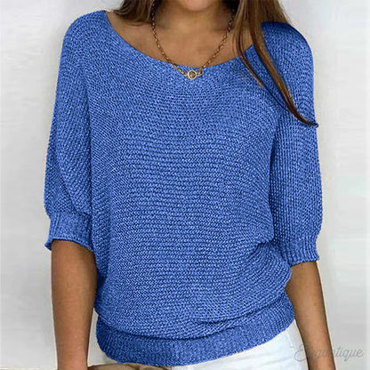 Women's Textured Knit Top with Batwing Sleeves and Relaxed Fit – Stylish Top for Everyday Wear, Leisure, the Office, and Smart Casual Styles