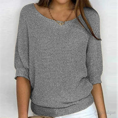 Women's Textured Knit Top with Batwing Sleeves and Relaxed Fit – Stylish Top for Everyday Wear, Leisure, the Office, and Smart Casual Styles