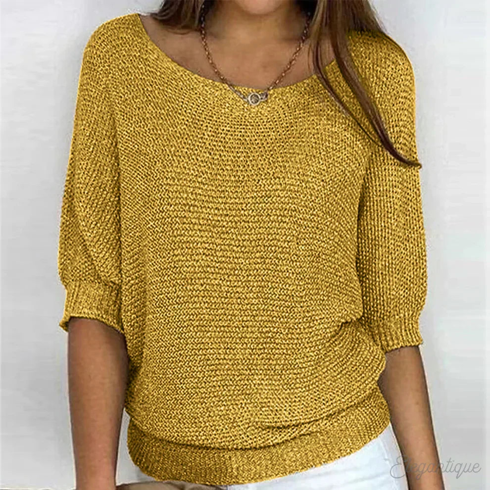 Women's Textured Knit Top with Batwing Sleeves and Relaxed Fit – Stylish Top for Everyday Wear, Leisure, the Office, and Smart Casual Styles