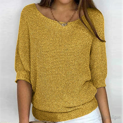 Women's Textured Knit Top with Batwing Sleeves and Relaxed Fit – Stylish Top for Everyday Wear, Leisure, the Office, and Smart Casual Styles